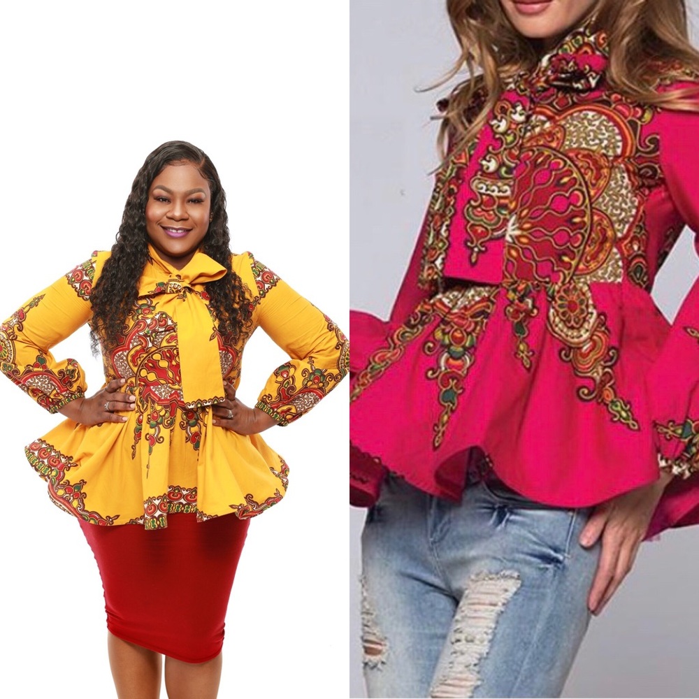 African peplum top will fit 14/16